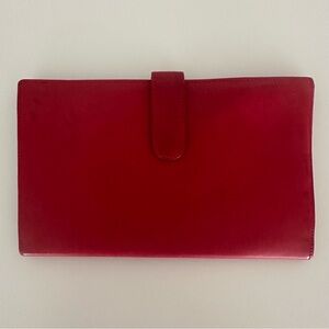 Vintage Loewe Calfskin Leather Wallet / Document Holder / Clutch in Red